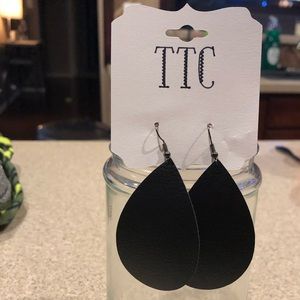 Matte black leather earrings